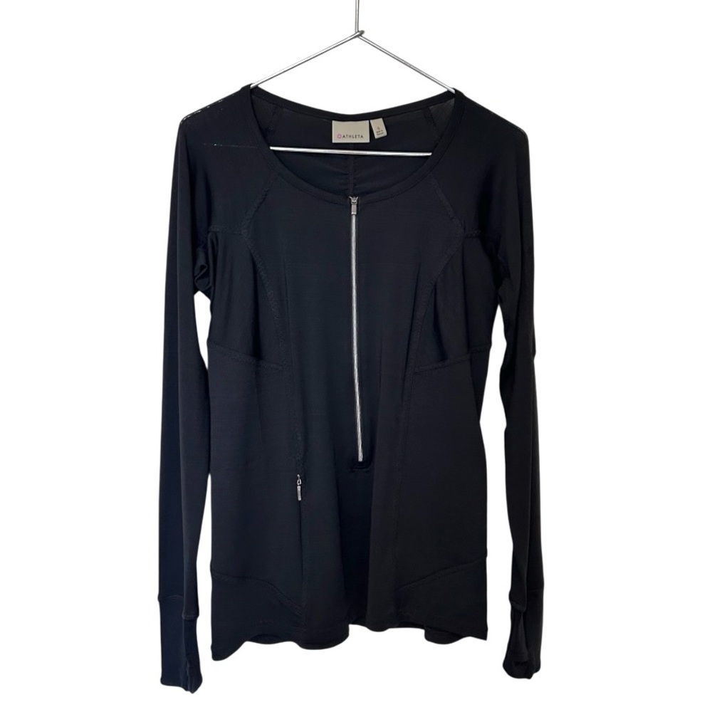 Athleta Black 1/2 Zip Front Long Sleeve Performance Top Size Small